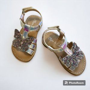 NWOT Olive & Edie Glitter Butterfly Sandals Size 5c